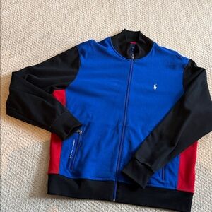 Polo by Ralph Lauren Blue, Black & Red Colorblock Full-Zip Jacket